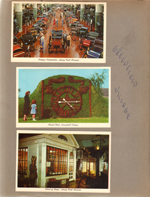 Greenfield Village - Detroit, MI - postcards - antique automobiles, floral clock, street of shops