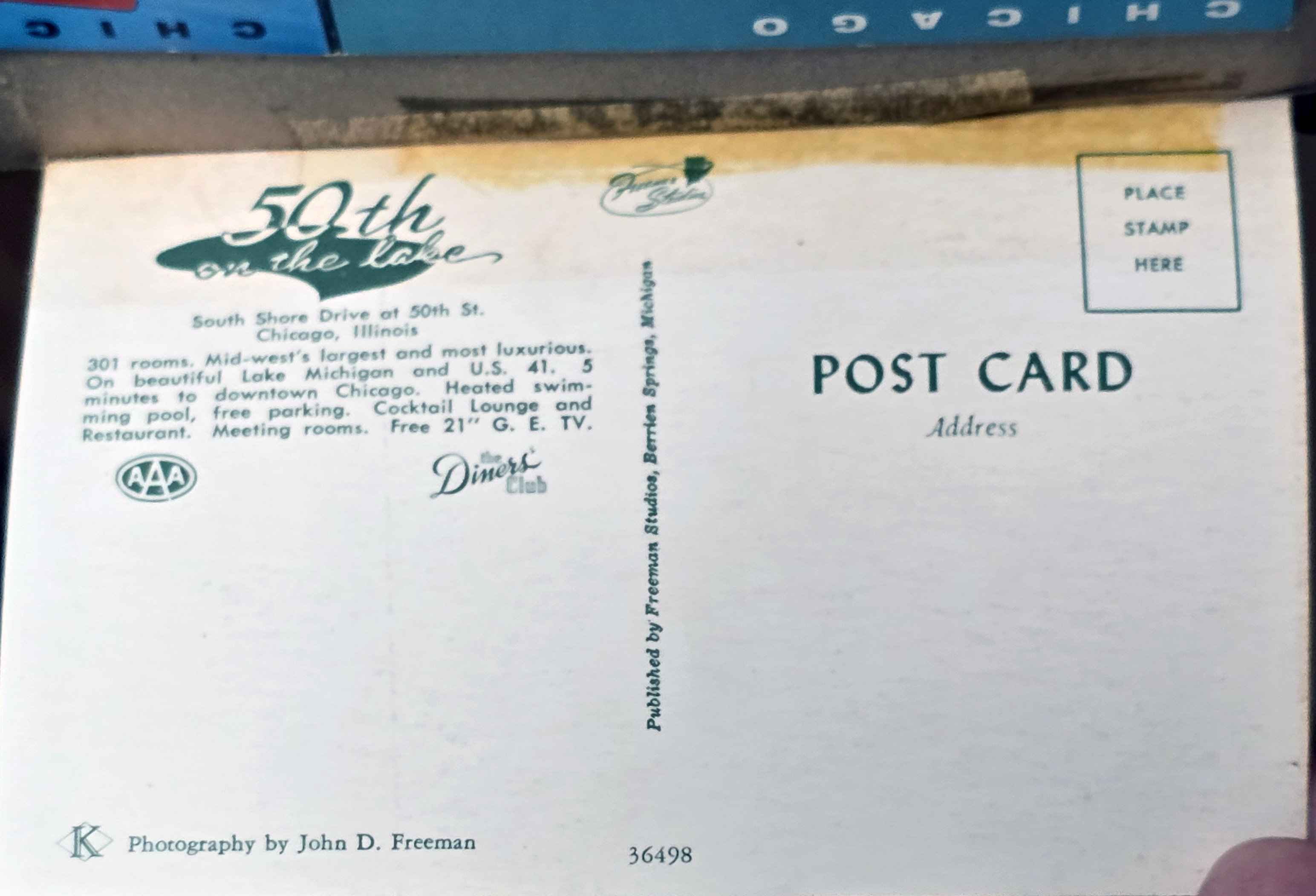 postcard back 36498 - 50th on the Lake - Chicago, Ill