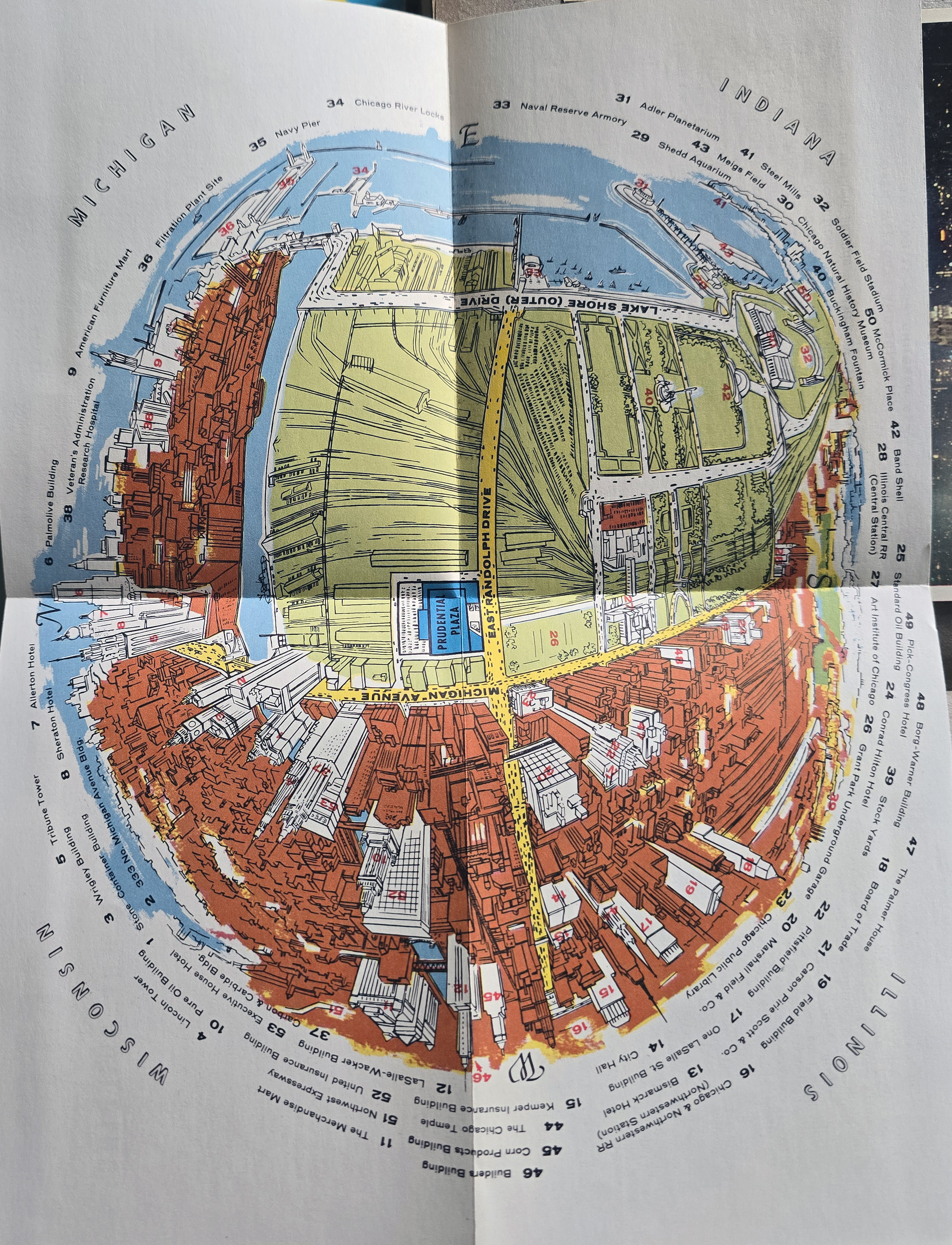 Chicago - The Prudential Building brochure map from observation deck