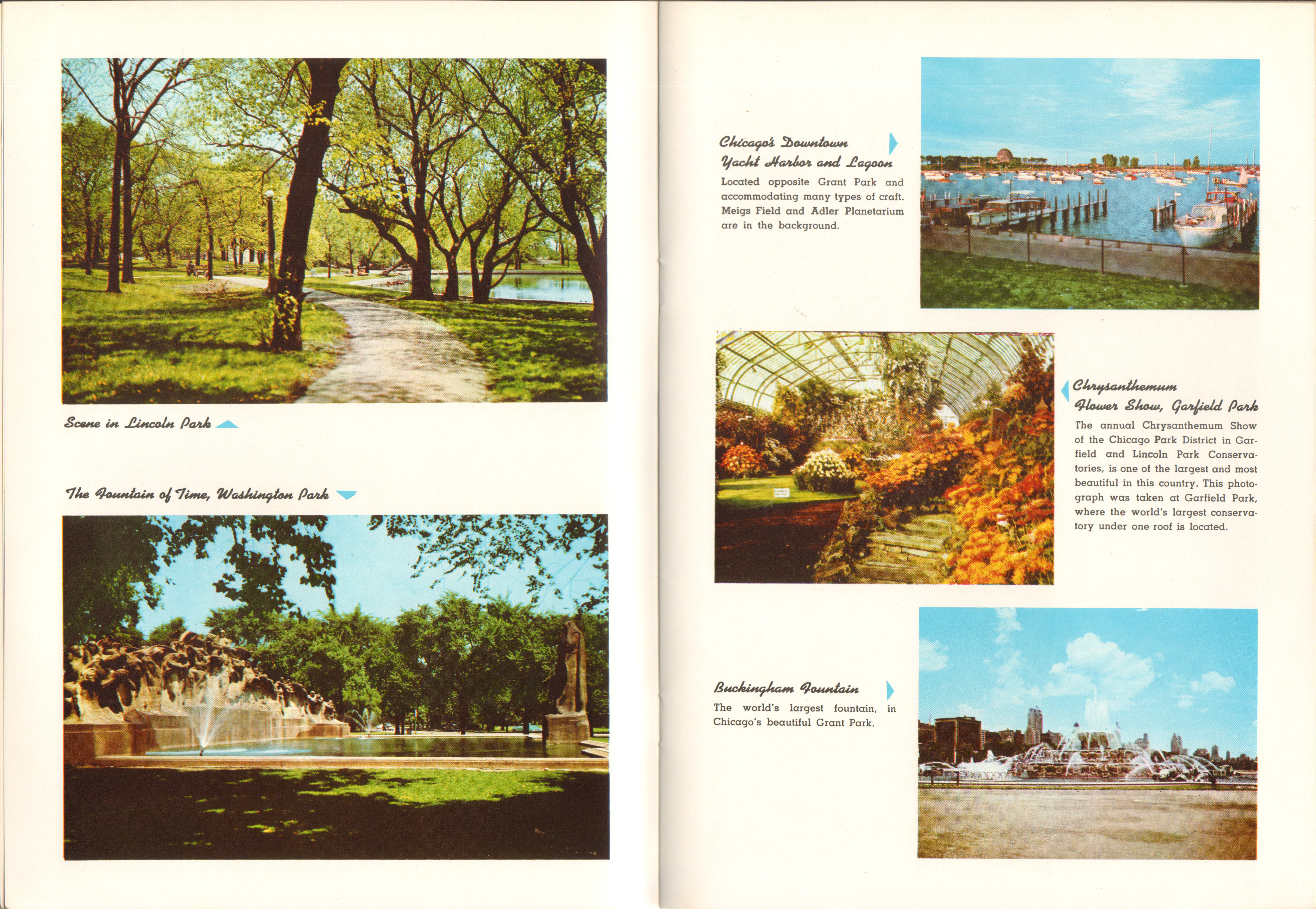 Chicago in full color booklet - Lincoln Park, Washington Park, Yacht Harbor