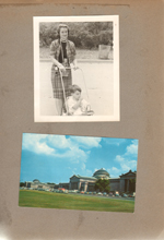 Chicago - Rosemary pushing Alan in stroller. Postcard Natural History Museum