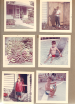 6122 porch and front yard. Susan and Princess in alley at gate. Alan at Riviera Club. Susan at back door.