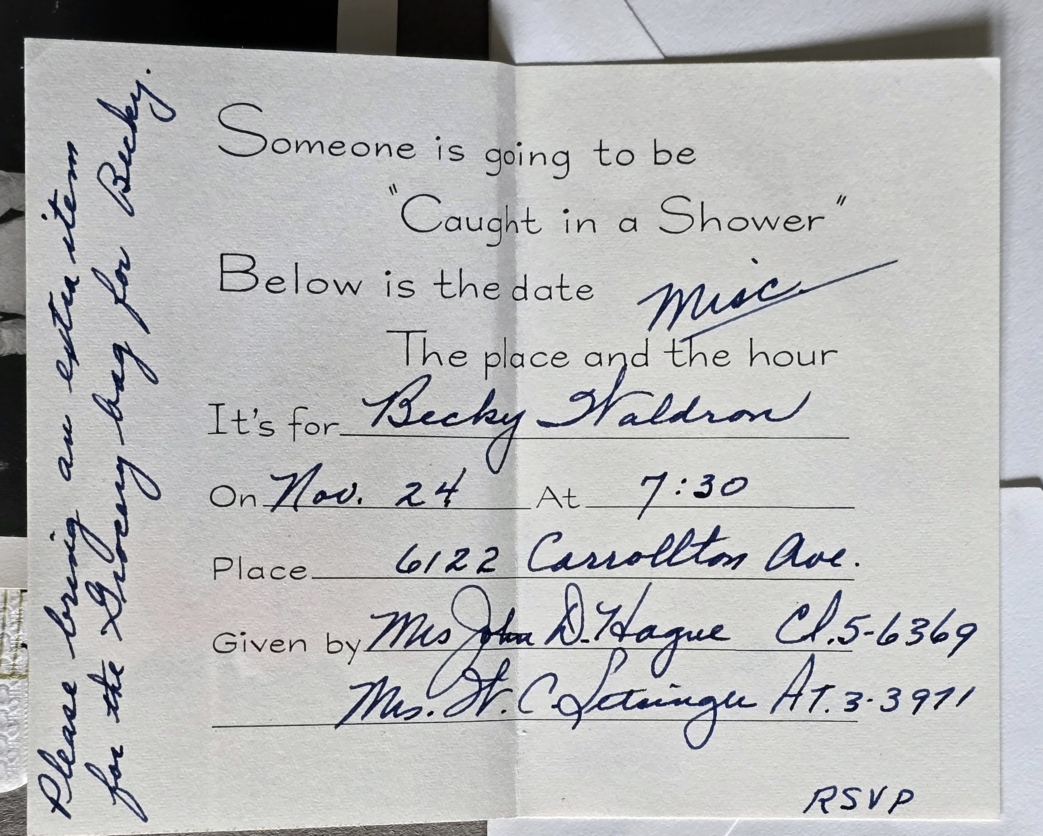 Becky Waldron Shower invitation