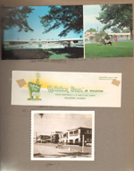 postcard 5740-B - Nite Fall Motel - Decatur, Ala.   Holiday Inn of Williston letterhead. Neptune from the beach looking south.