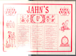 Jahn's Ice Cream Parlor placemat menu