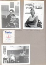 Hollywood Beach Neptune Apartments - Mrs Butts. Mrs John Mosley. Fowler's Restaurant on the circle Hollywood - sugar packet. Three people in courtyard.