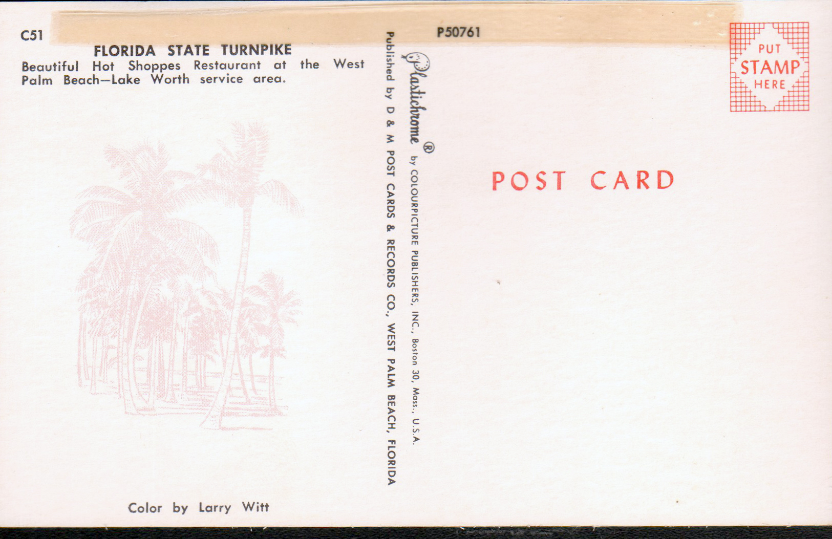 Postcard back - Florida State Turnpike C51 P50761