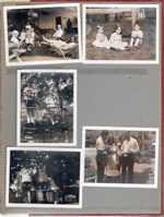 6122 yard - Bonnie Barrick, Cindy, Alan, Susan, Vonnie, pink flamingo, Curt, Helen.