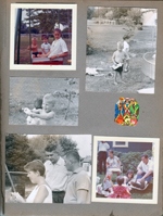 Ronnie, Alan and Susan on swing. Betty, John and Dave. 6122 yard - Warren, Betty, Ronnie. Carole, Cindy, Dave.
