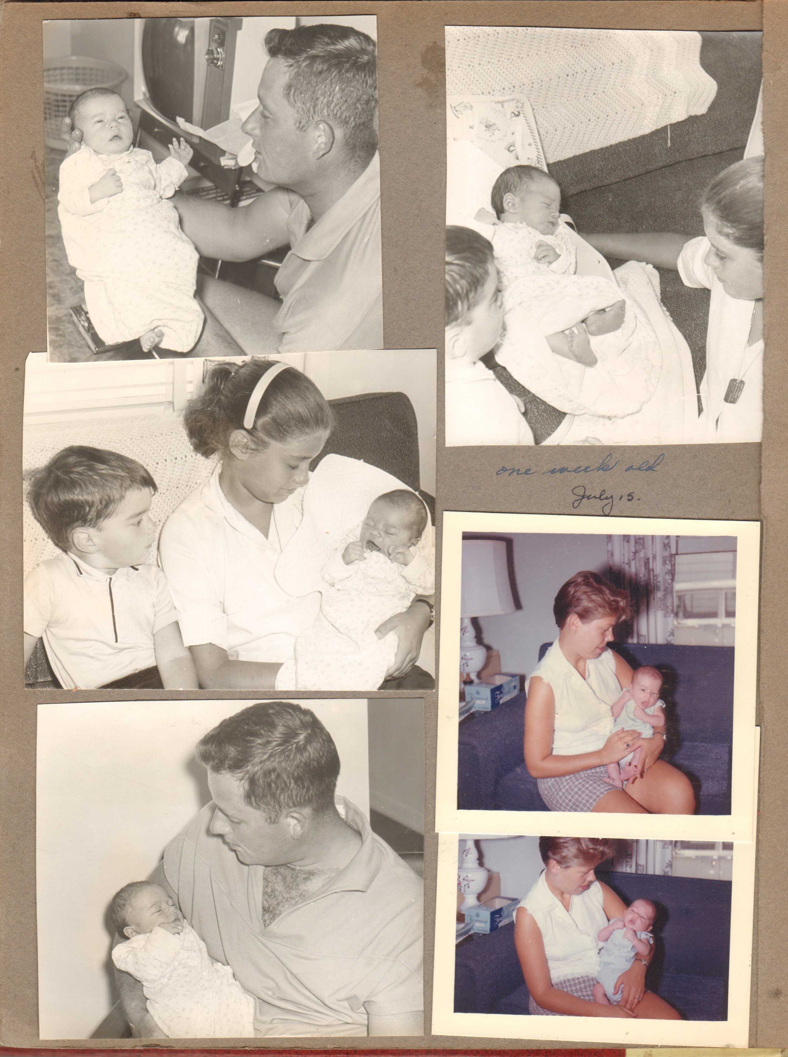 Kenny one week old - Dave. Alan and Susan. Betty.