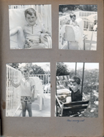 Riviera Club - Alan on balcony. Alan on swing set at home.