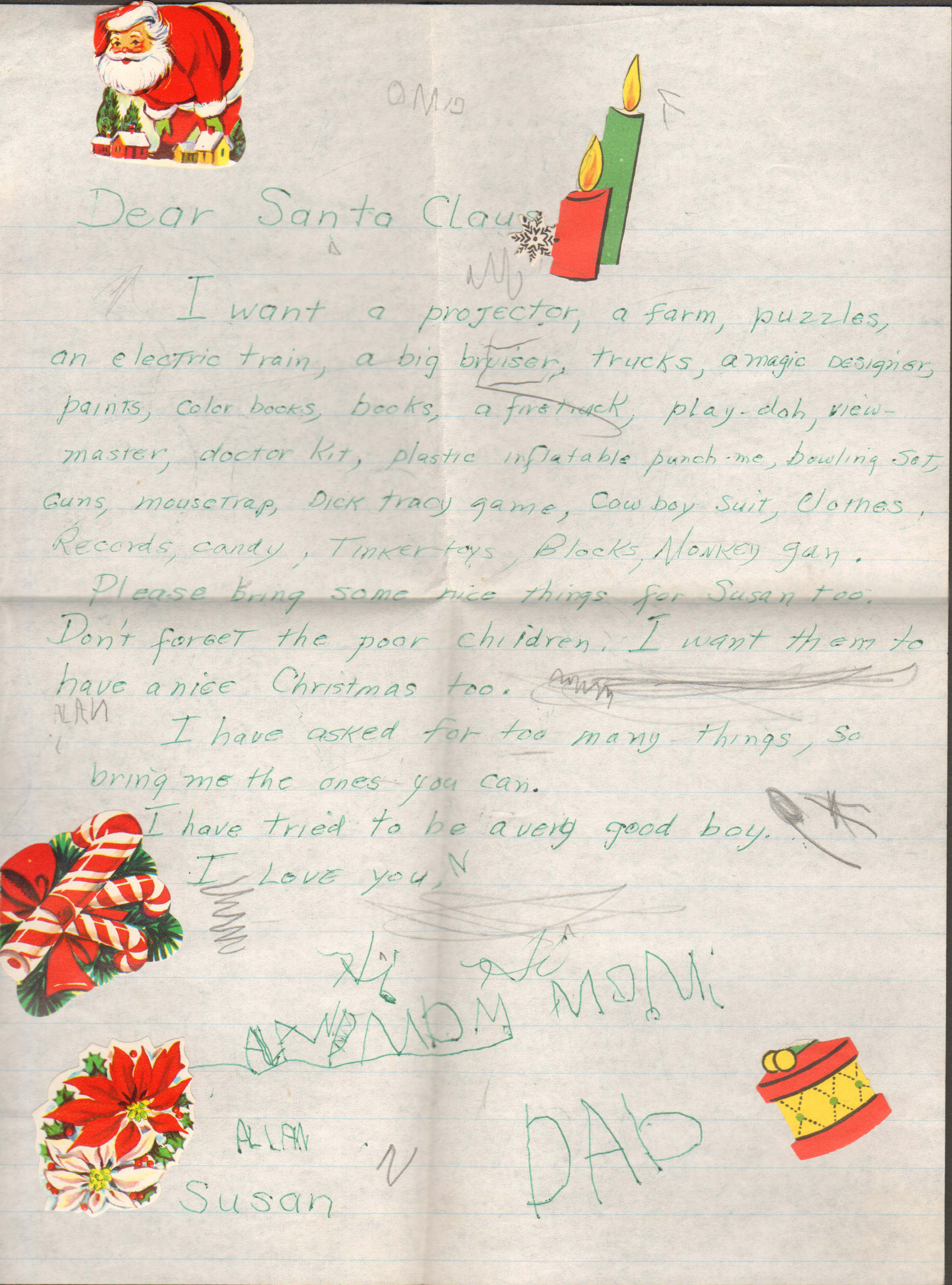 Christmas letter to Santa from Alan