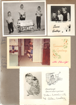 Christmas cards -  The Begemans - Wade, York and Tobe. The Garvey Family. The Flemings - Steve, Jim, Charles and Peggy. Dick, Lenni, JR and Erika Lundberg.