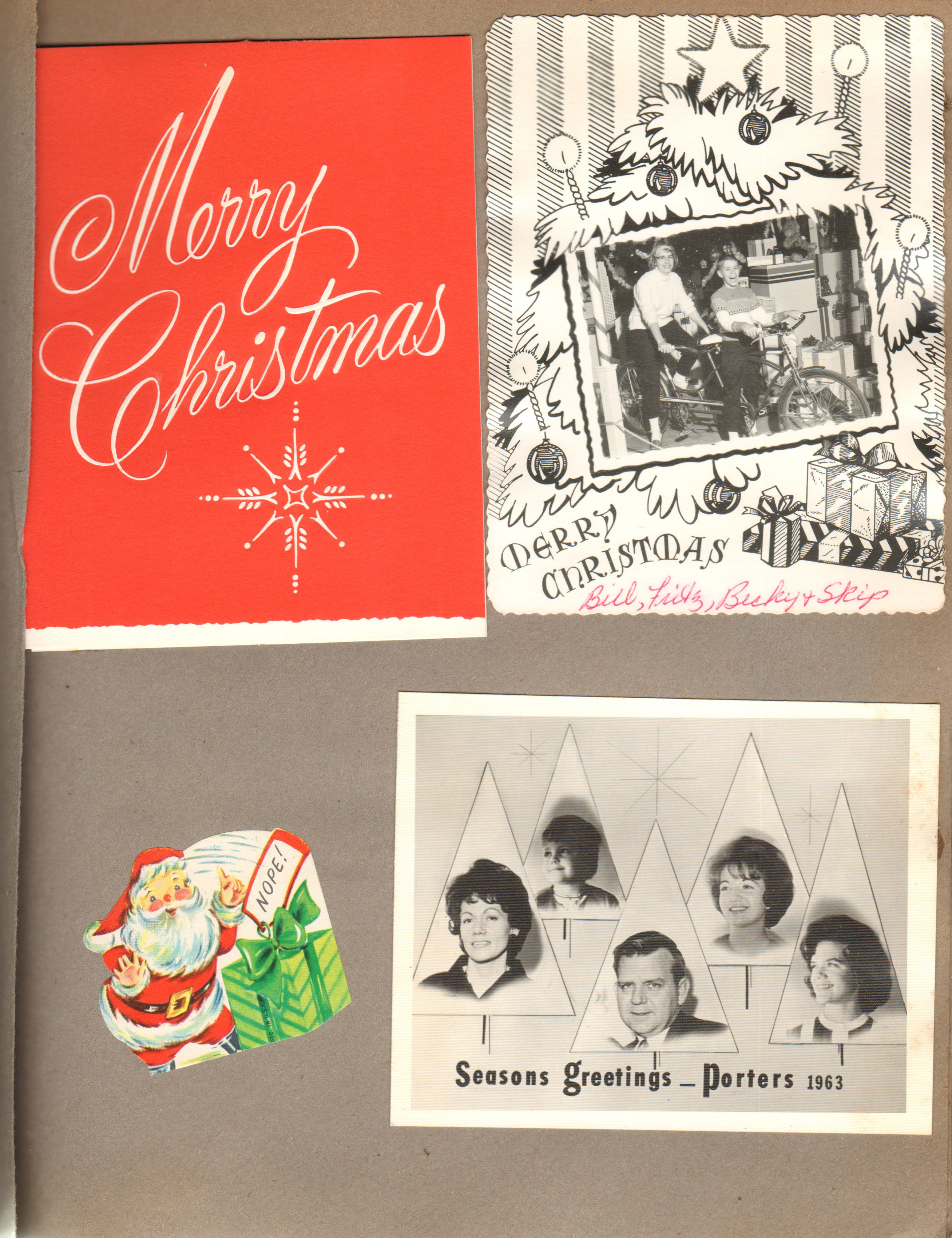 Christmas cards - Bill, Fritz, Becky and Skip Miller. Porters.