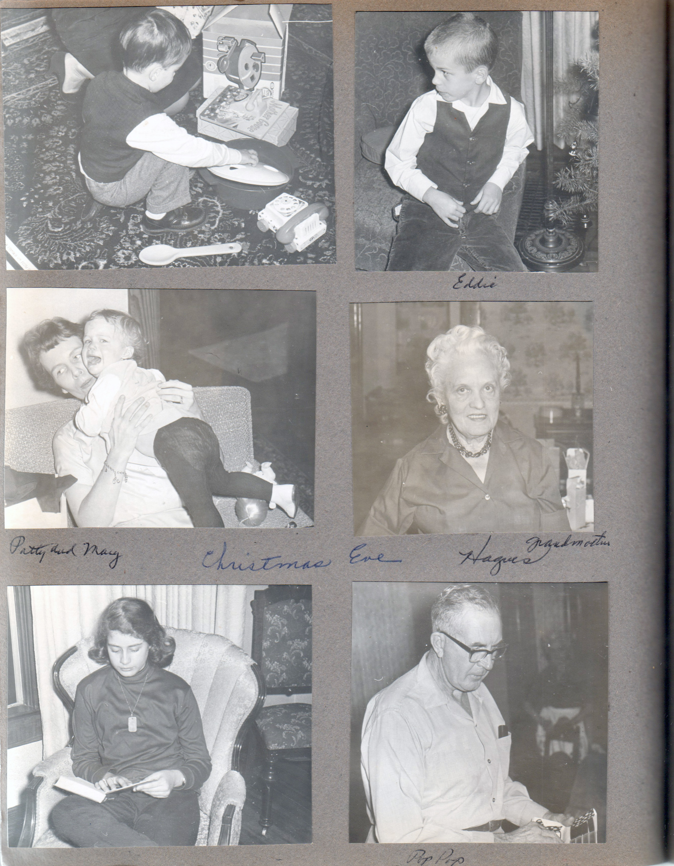 Christmas Eve at 8815 Haverstick - Alan. Eddie. Pat and Mary. Helen. Susan. Girstle.
