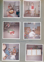 Christmas at Glen's - Karen and Rick. Eddie in Nora School pants. Eddie and Mary. Glen, Eddie and Mary. Sketches of Karen, Eddie and Mary.