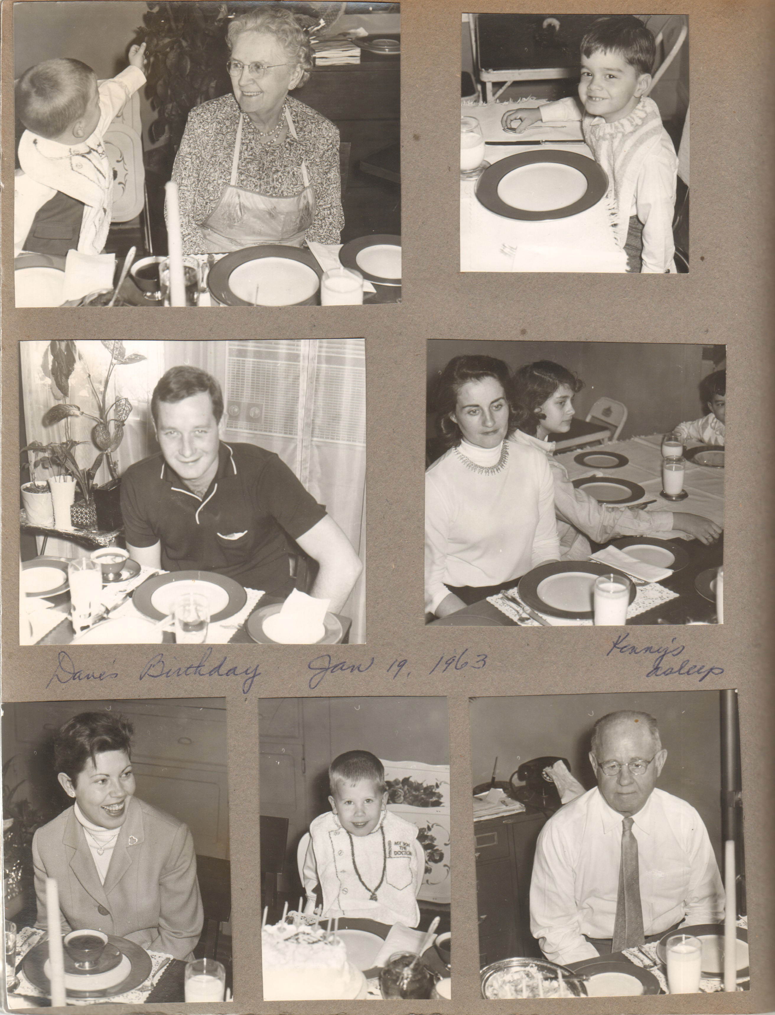 Dave's birthday at 6122 - Ronnie and Dave. Alan. Dave. Rosemary and Susan. Betty, Ronnie, Curt.