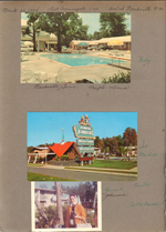 postcard - Maple Manor Motel, Nashville. Postcard - Howard Johnson Tallahassee. Rosemary at motel -= Easter at Tallahassee, Florida