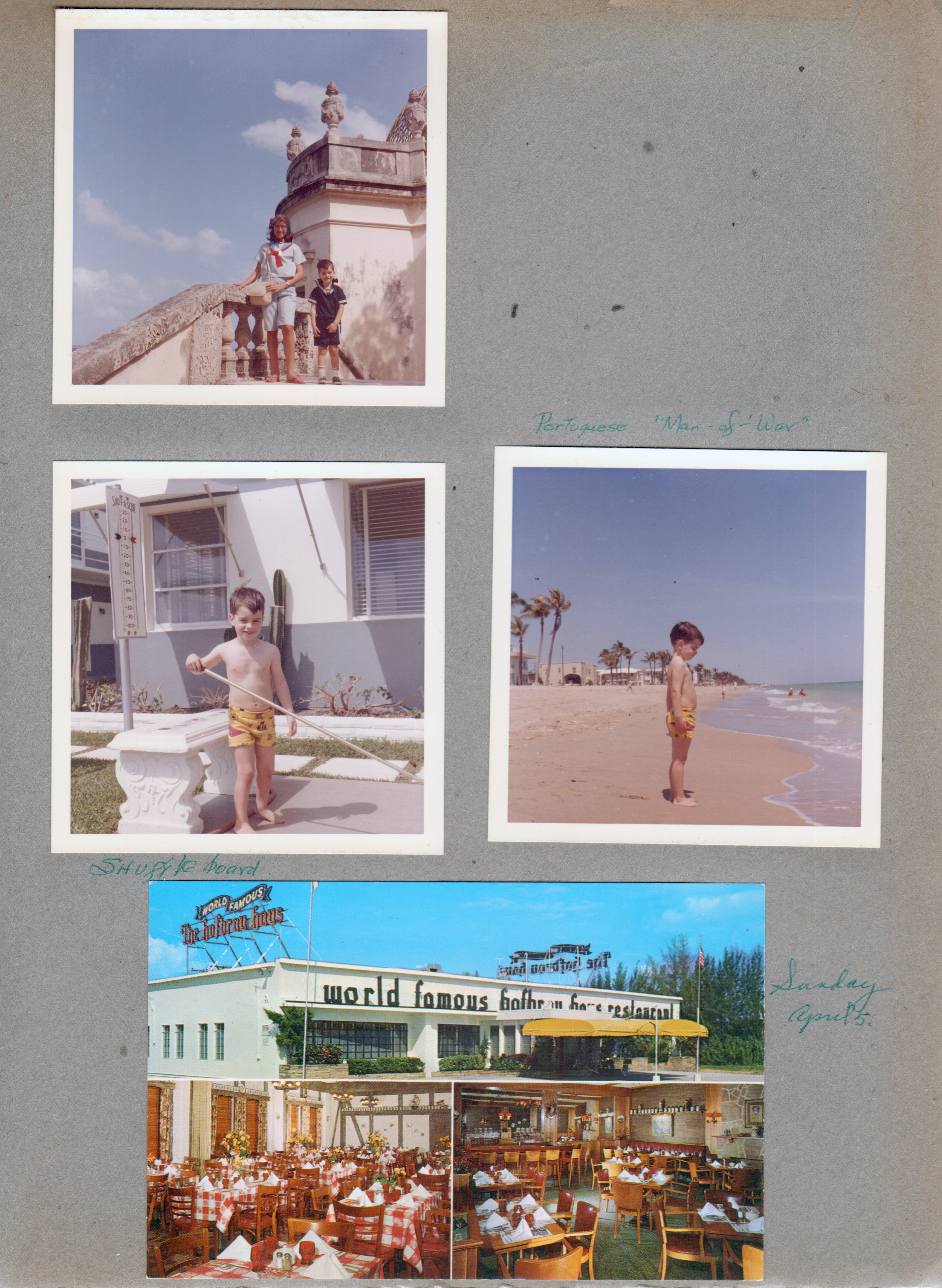 Vizcaya - Miami - Susan and Alan. Neptune - Alan - Shuffleboard and beach. Postcard 31290 - Hofbrau Haus - Hallandale, Florida