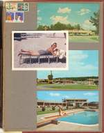 1962 and 1963 Christmas Seals. Florida - Hollywood Beach - Rosemary on lounge on beach. Postcard 76170-B - Saxon's Restaurant and Candy Kitchen - Montgomery, ALA. Postcard 3DK-1411 - Holiday Inn Dothan, ALA. Postcard 13368-B - Horse Cave Motel - Horse Cave, KY.