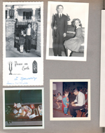 Christmas Cards - The Spauldings - Susan and Milton. Dec 64 - Gary 12, Wendy 9. Rosemary's Christmas Cookies tray in living room 6122. Rosemary, Alan Superman and John in living room.