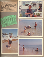 Newspaper clipping Sound of Music and movie tickets. Hollywood Beach - Neptune - Wed, April 21, 1965 Susan for hair cut. Mr Phillips New York Salon. Girstle in surf. Alan in ocean.