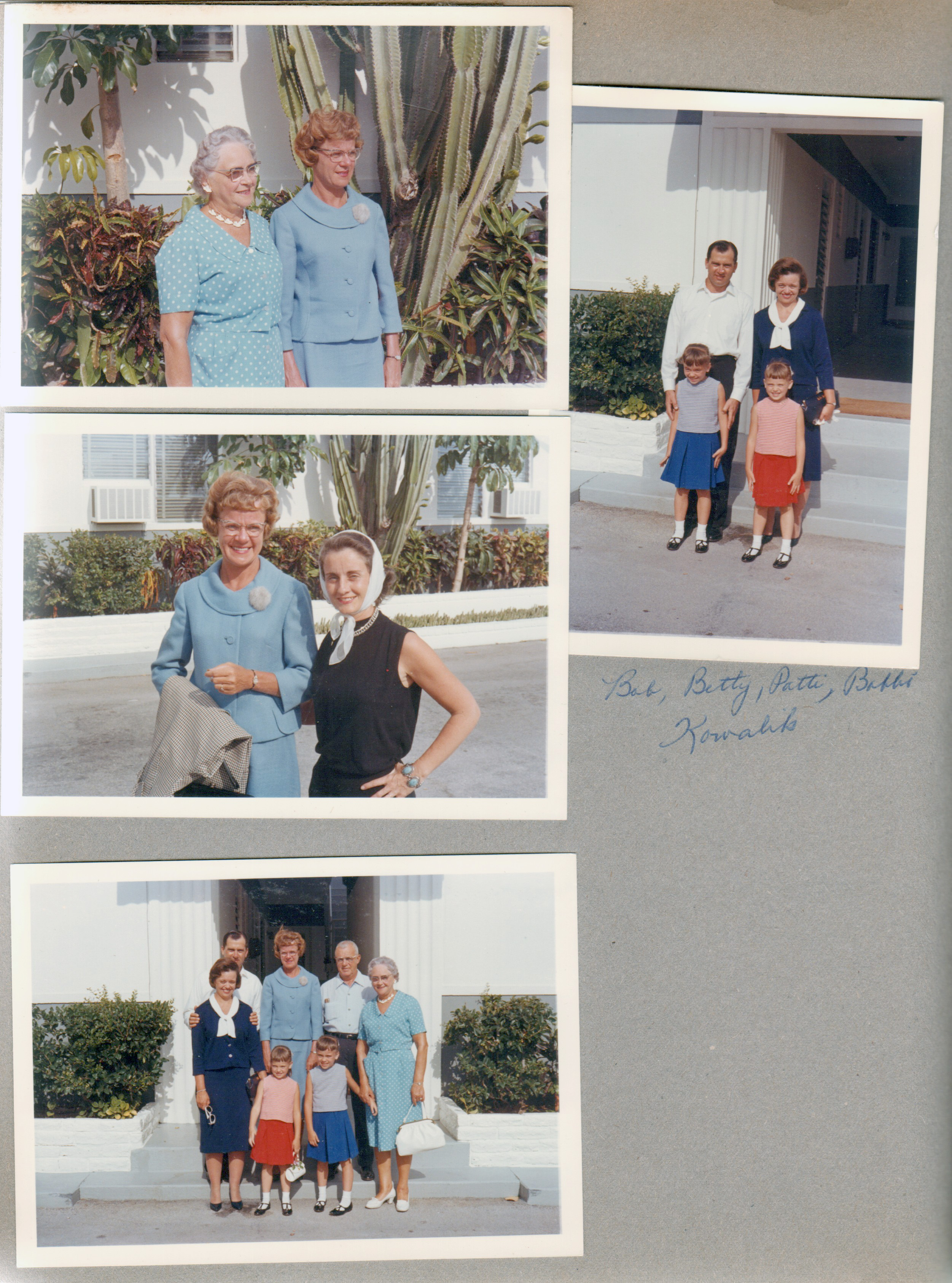 Hollywood Beach - Neptune - on Surf Road side - Mrs Doran and Gloria. Gloria and Rosemary. Bob, Betty, Patti and Bobby Kowalik. 