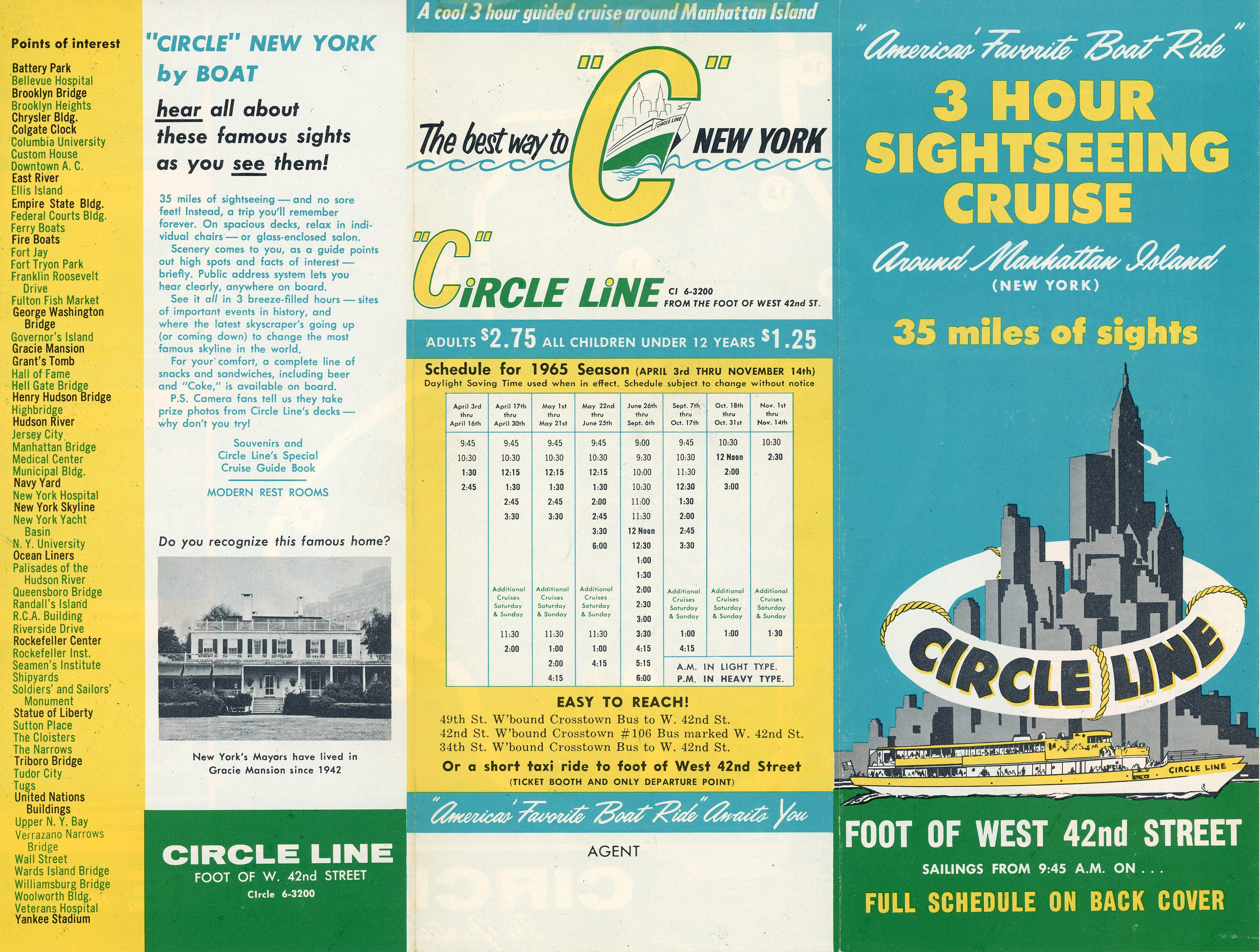 New York World's Fair trip - brochure - Circle Line 3 hour sightseeing cruise