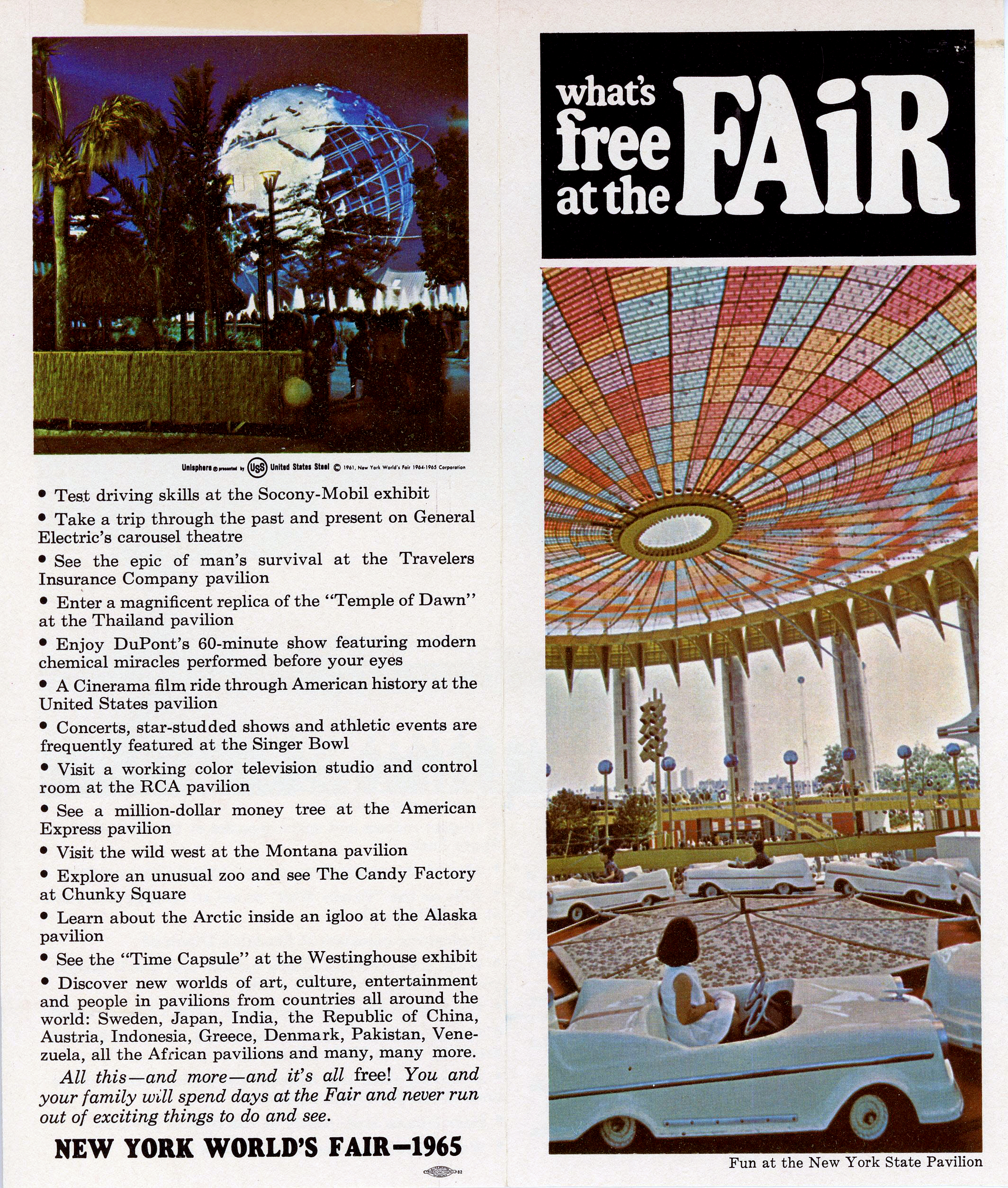 New York World's Fair trip - Brochure - What's free at the Fair.