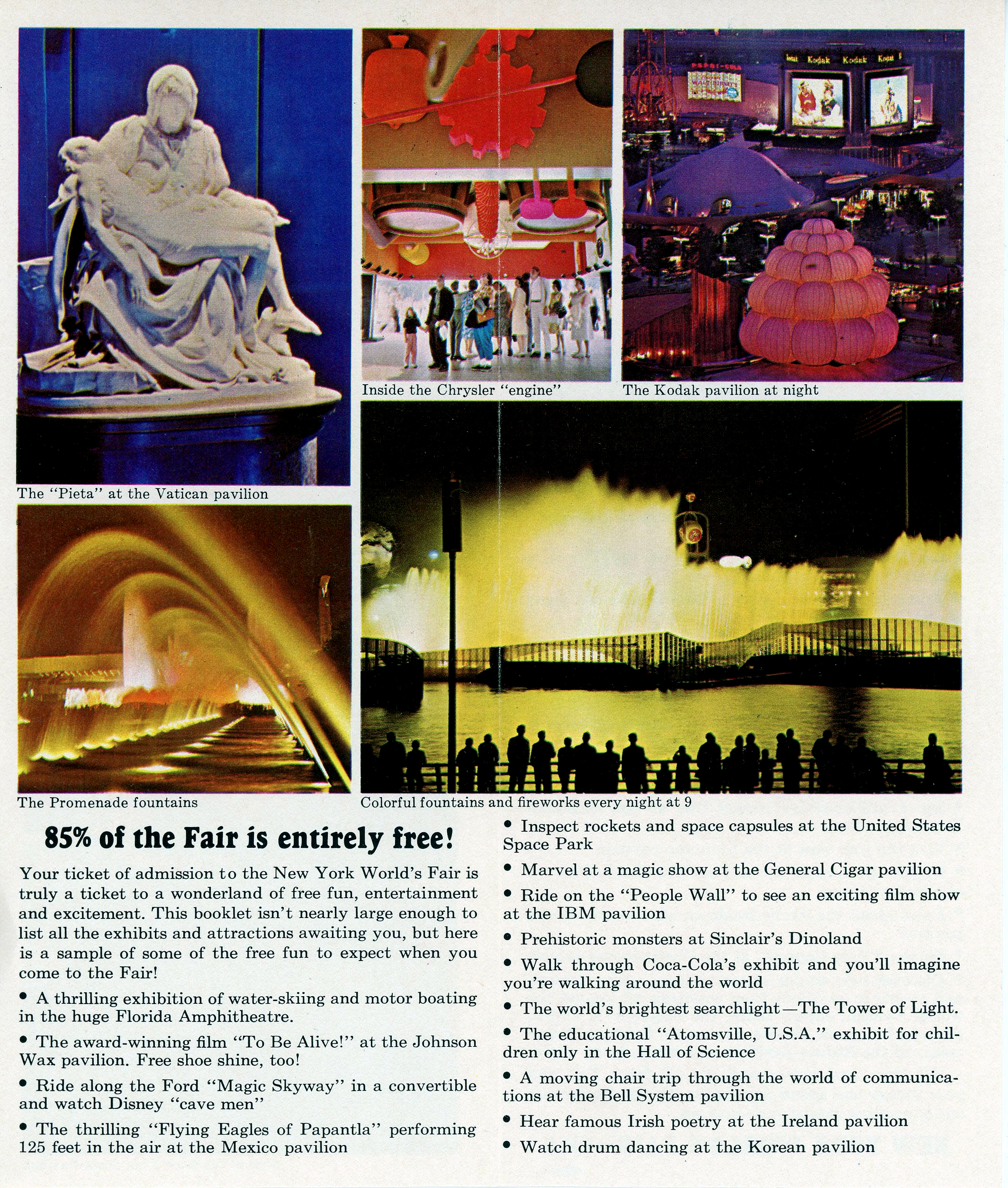 New York World's Fair trip - Brochure - What's free at the Fair.