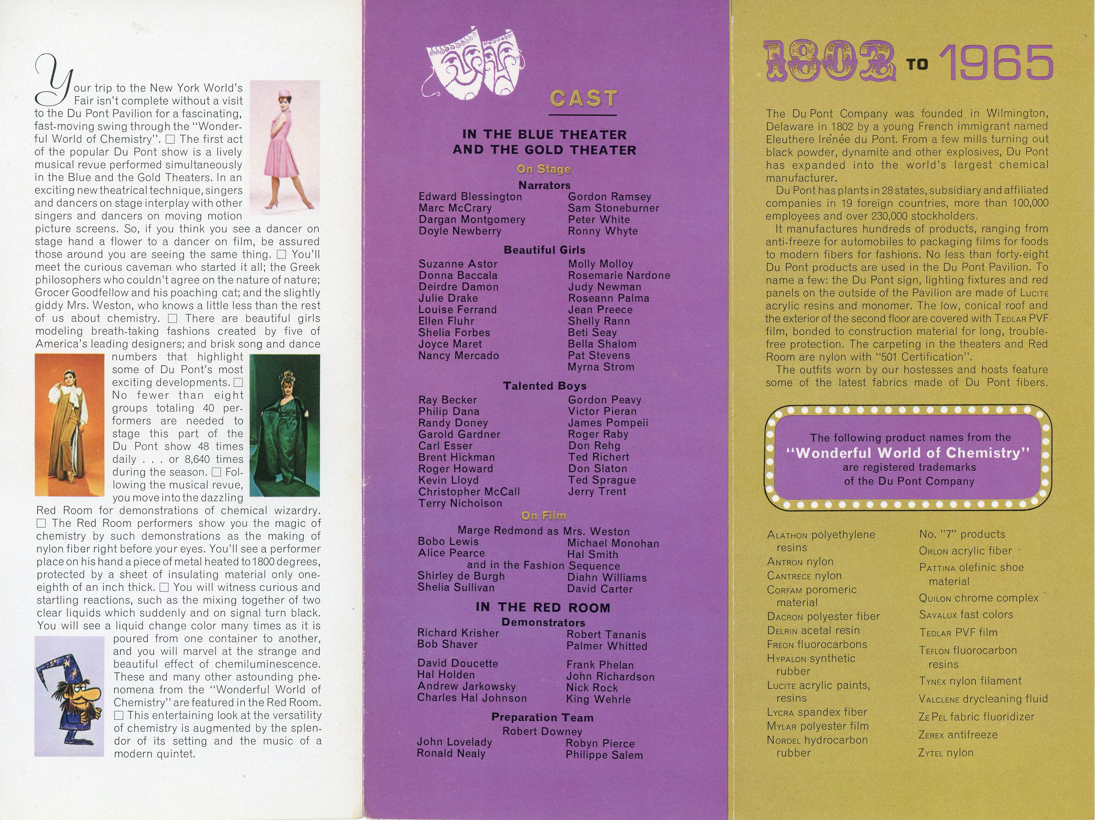 New York World's Fair trip - DuPont present Wonderful World of Chemistry brochure.