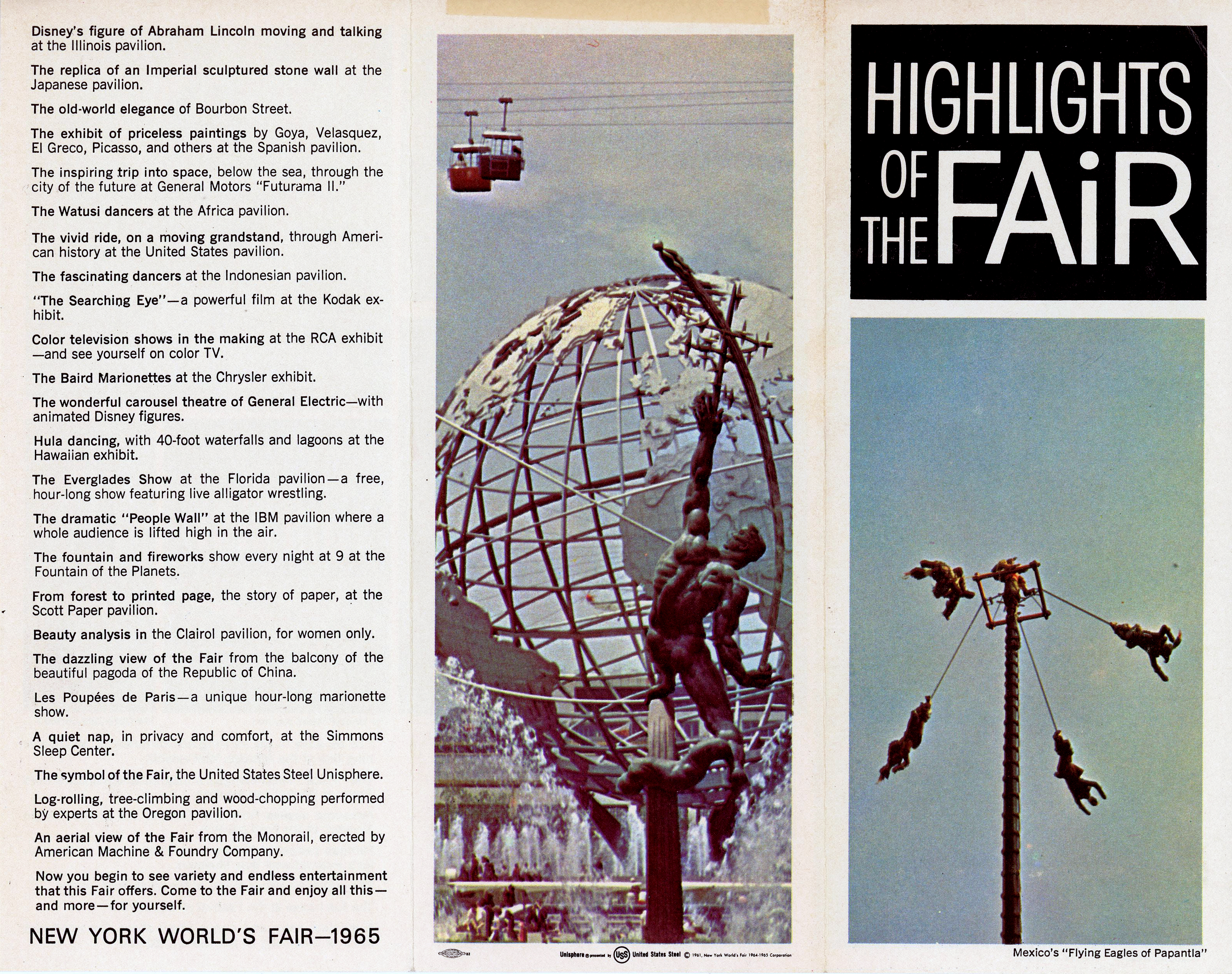 New York World's Fair trip - Highlights of the Fair brochure.