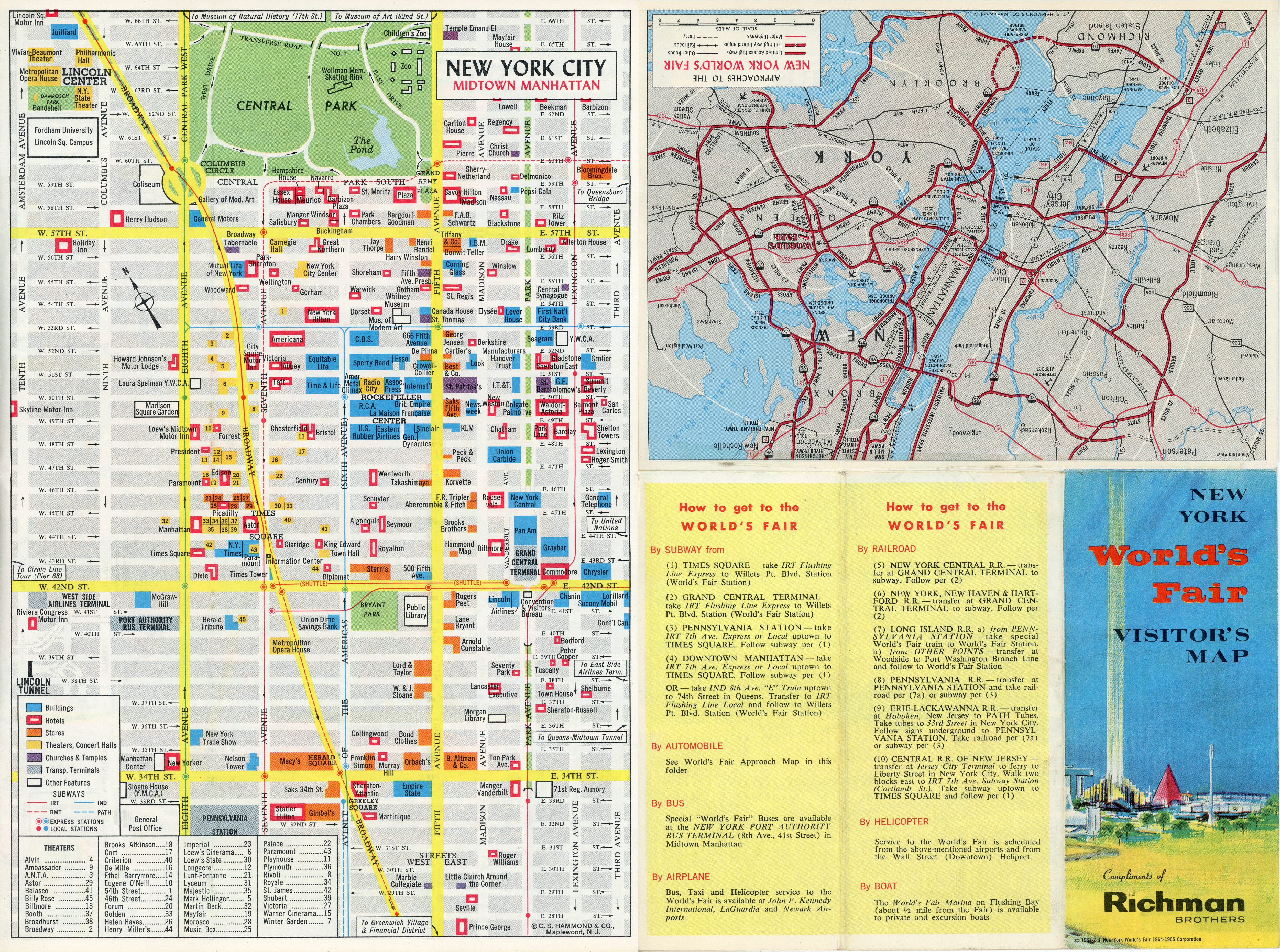 New York World's Fair trip - New York World's Fair Visitors Map courtesy Richman Brothers