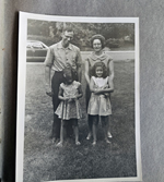 6122 front yard - Bill, Carole, Helen and Cindy Morgan.