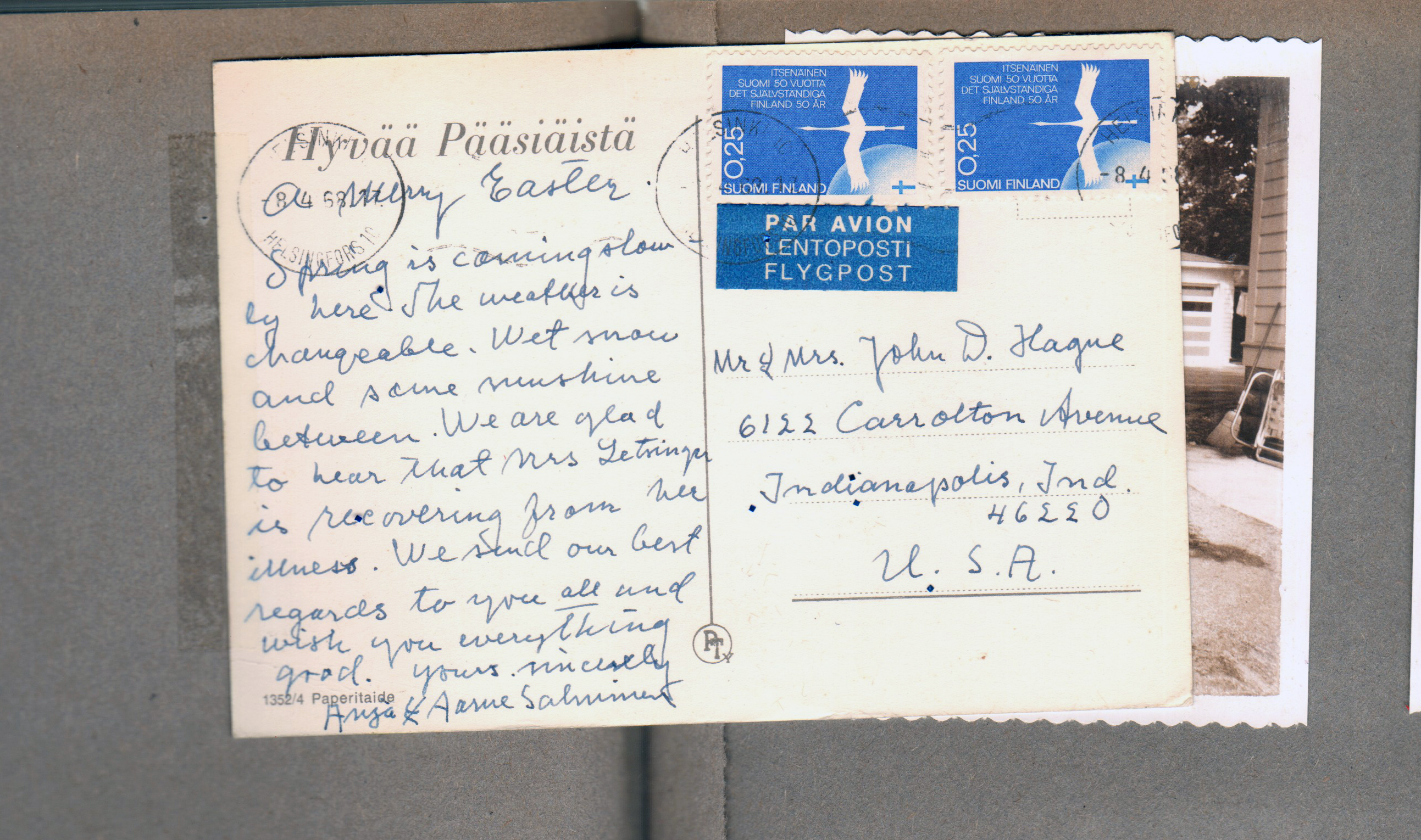 Salminen postcard from Finland