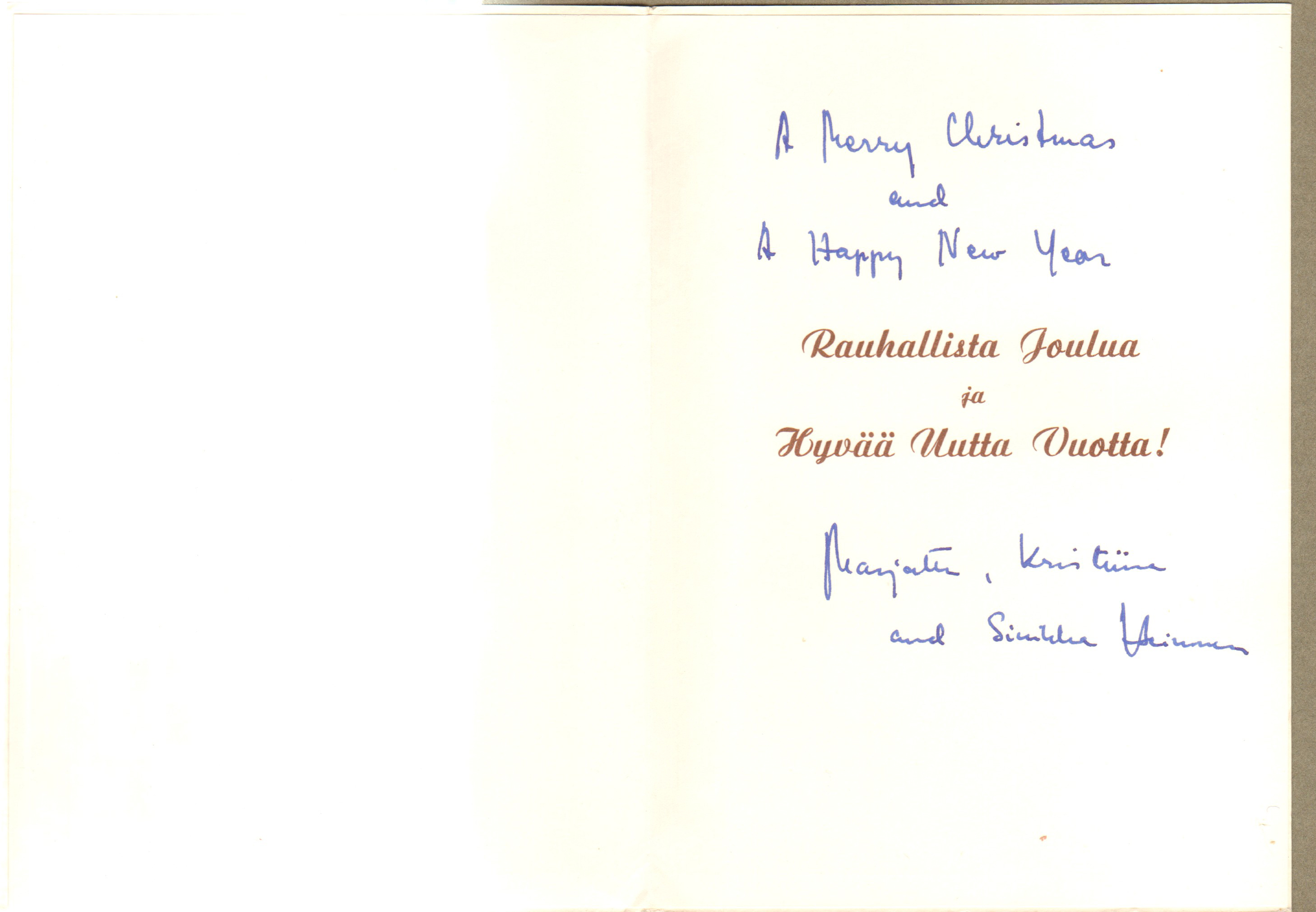 Christmas card from the Salminens in Finland
