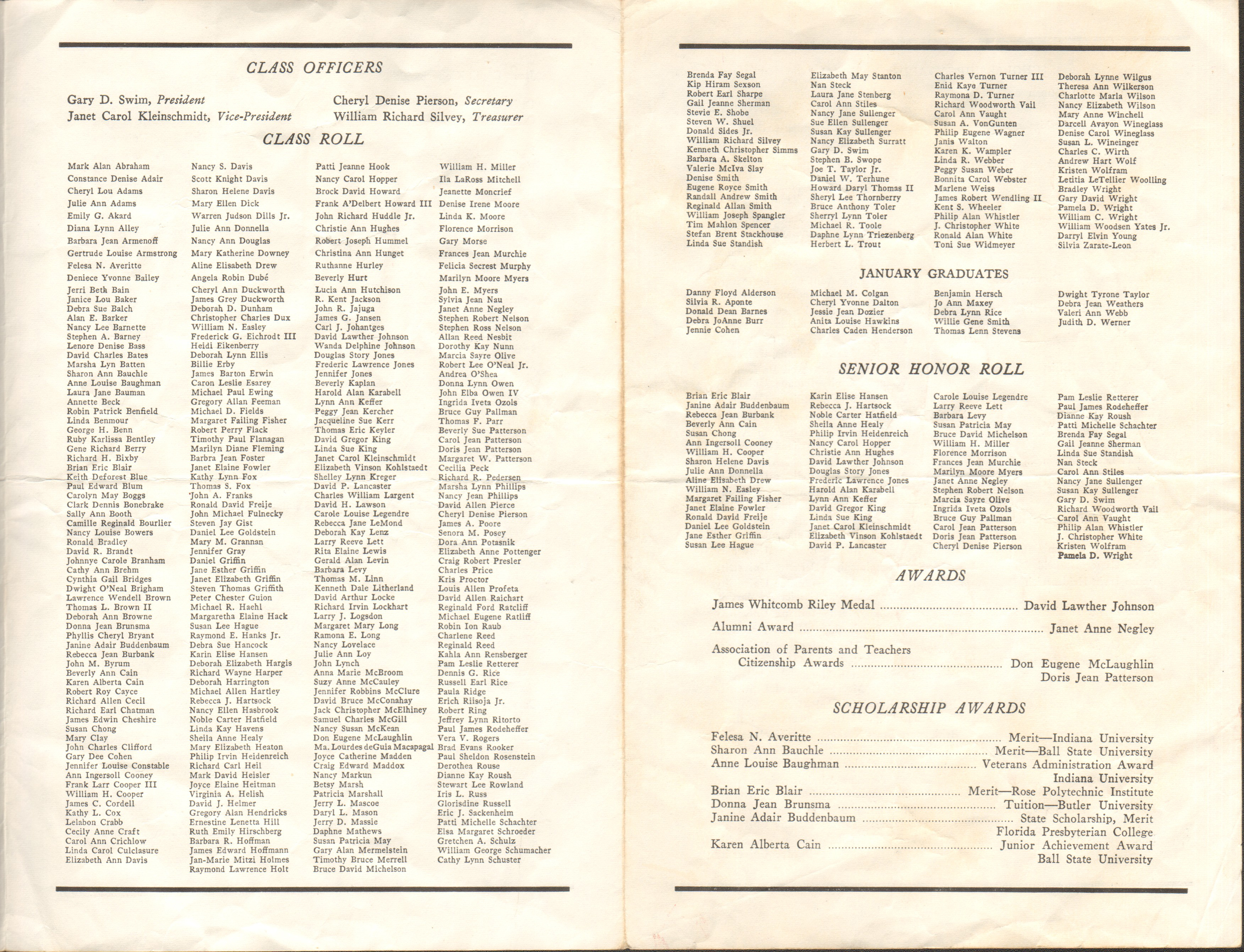 BRHS 1970 Commencement program