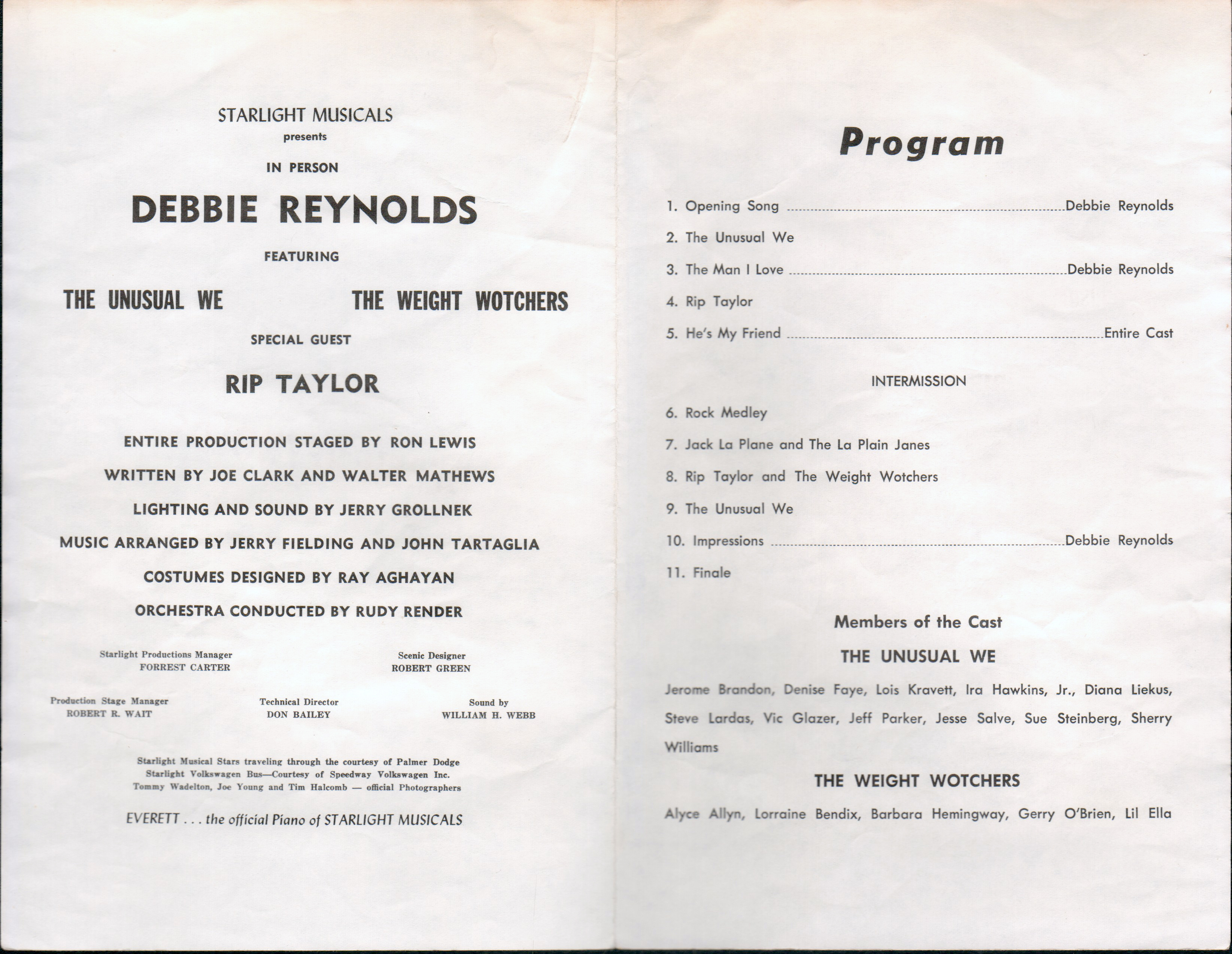 program - Starlight Musicals - Debbie Reynolds - Rip Taylor