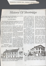 newspaper clipping - History of Shortridge (and other IPS high schools)