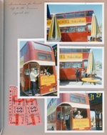 Double Decker bus at Arthur Treacher's Fish & Chips on Broad Ripple Avenue - Rosemary, Steve Chaillard, Alan - John and Rosemary. Murat Shrine Circus ticket stubs.