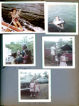 Granny Morgan with birthday clock. Bill. Cindy and Carole at the lake.