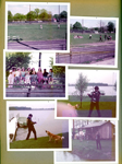 School 80 track meet at BRHS - Harriet Cheffins, Cindy Riggs?, Elizabeth Earnhart, Eleanor Cline, Katie Plimpton, Marika Blades, Amy Gutman, Anne Smith, Sarah Horin, Felicity Bonner. Wawasee - Alan playing with dog.  Trout pond near lake.