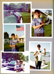 Wawasee - John with Sarah Cox's raccoon. Alan tie dye, String of fish. Carrollton - Alan and Jay Clift.