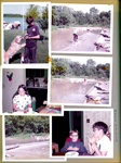 Wawasee. Riding bikes across dam or spillway. Sarah Horin, Mark Hylton.