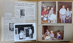newspaper clipping - Morris Dodd obituary. newspaper clipping - Courtney Panyard obituary. Elyse Sutherland and mother Mrs Crosier at 6114 with puppy from Joe Misbach. 6122 dining room - Tracie, Marlene. Girstle, Helen, Edith. Living room - Glen, Susan.