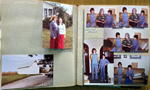 8815 Haverstick yard - Karen, Ronna. Barn. Edna Dodd with Scott and Carol Glassford.