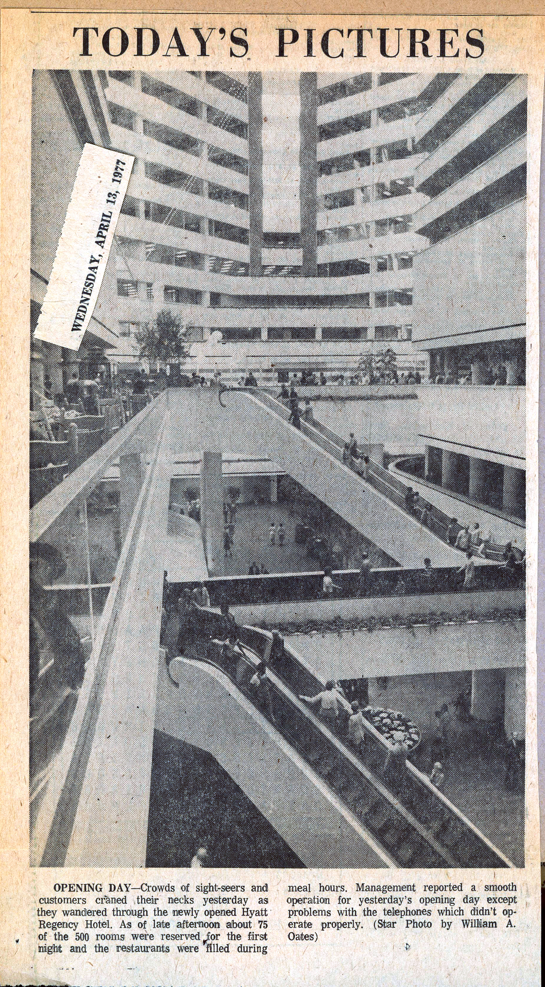 newspaper clipping - Opening Day Hyatt Regency downtown.