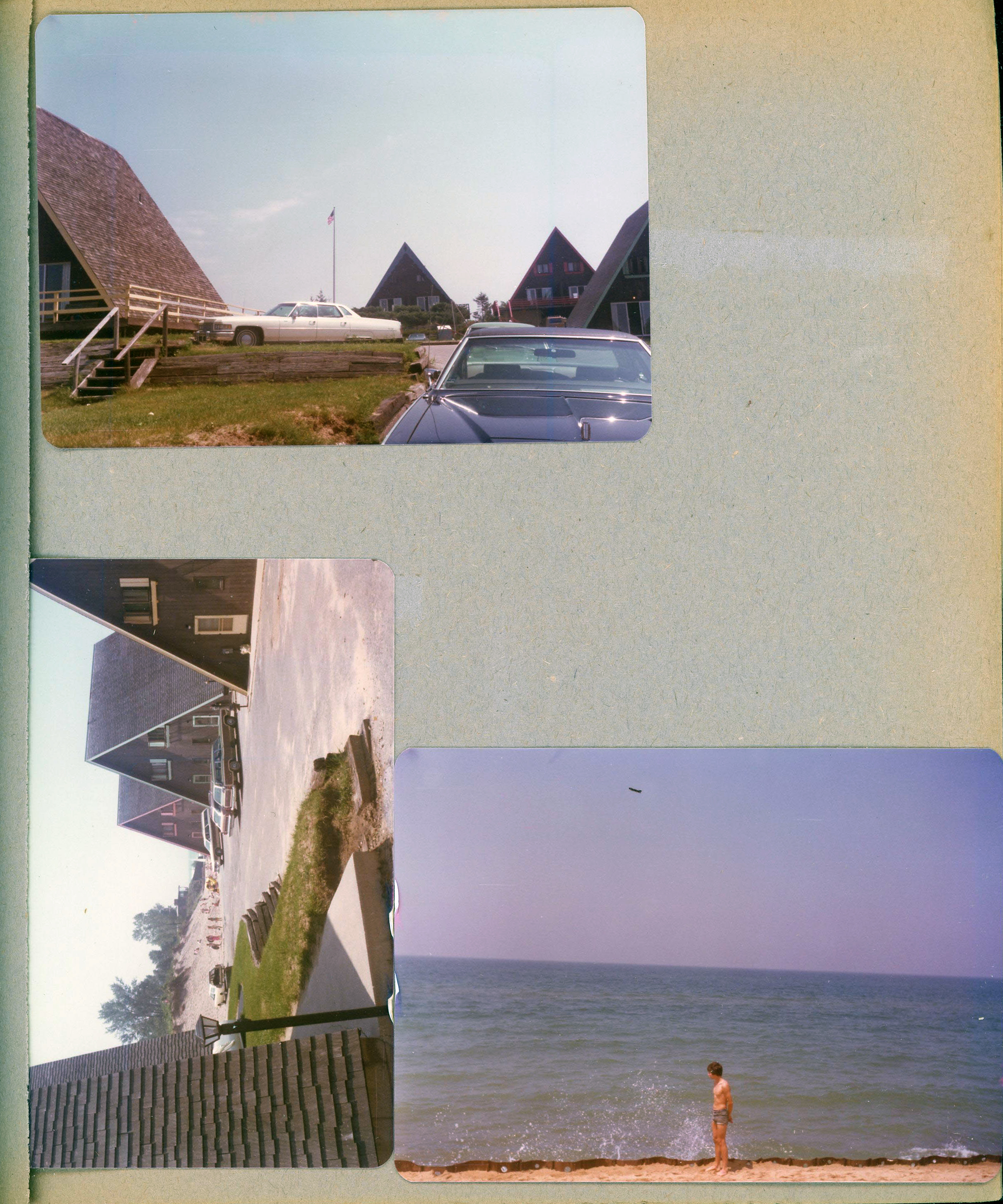 Chalet on the Lake - Stevensville, MI - White Cadillac. David Dawson - waves splashing up retaining wall.