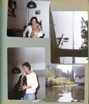 Wawasee - Turtles on rocks in channel. John, Alan and David Dawson on pier - boats gone. Susan's Walden apartment inside - Susan and Heather.