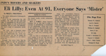newspaper clipping - Eli Lilly at 91